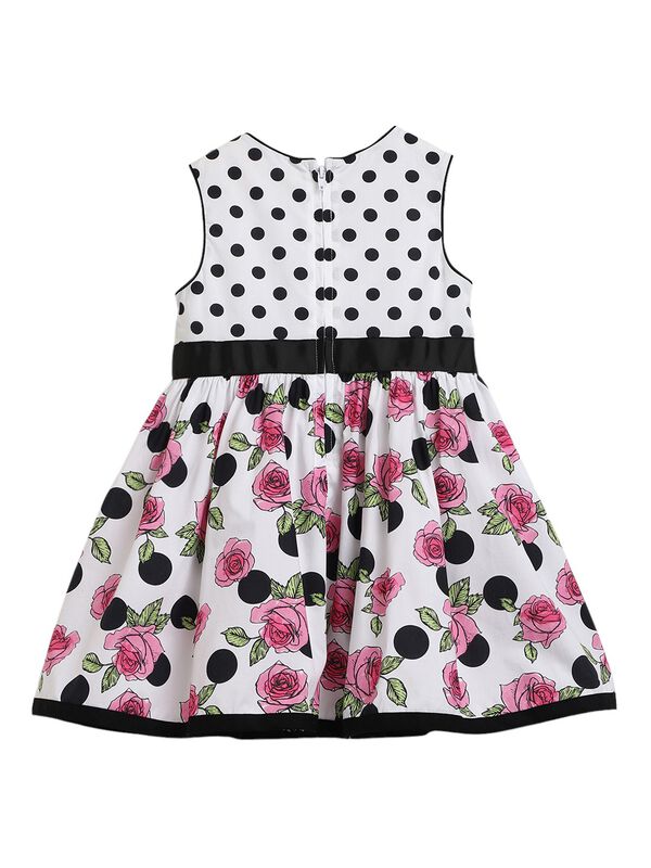 Girls White & Pink Sleeveless Woven Dress image number 1